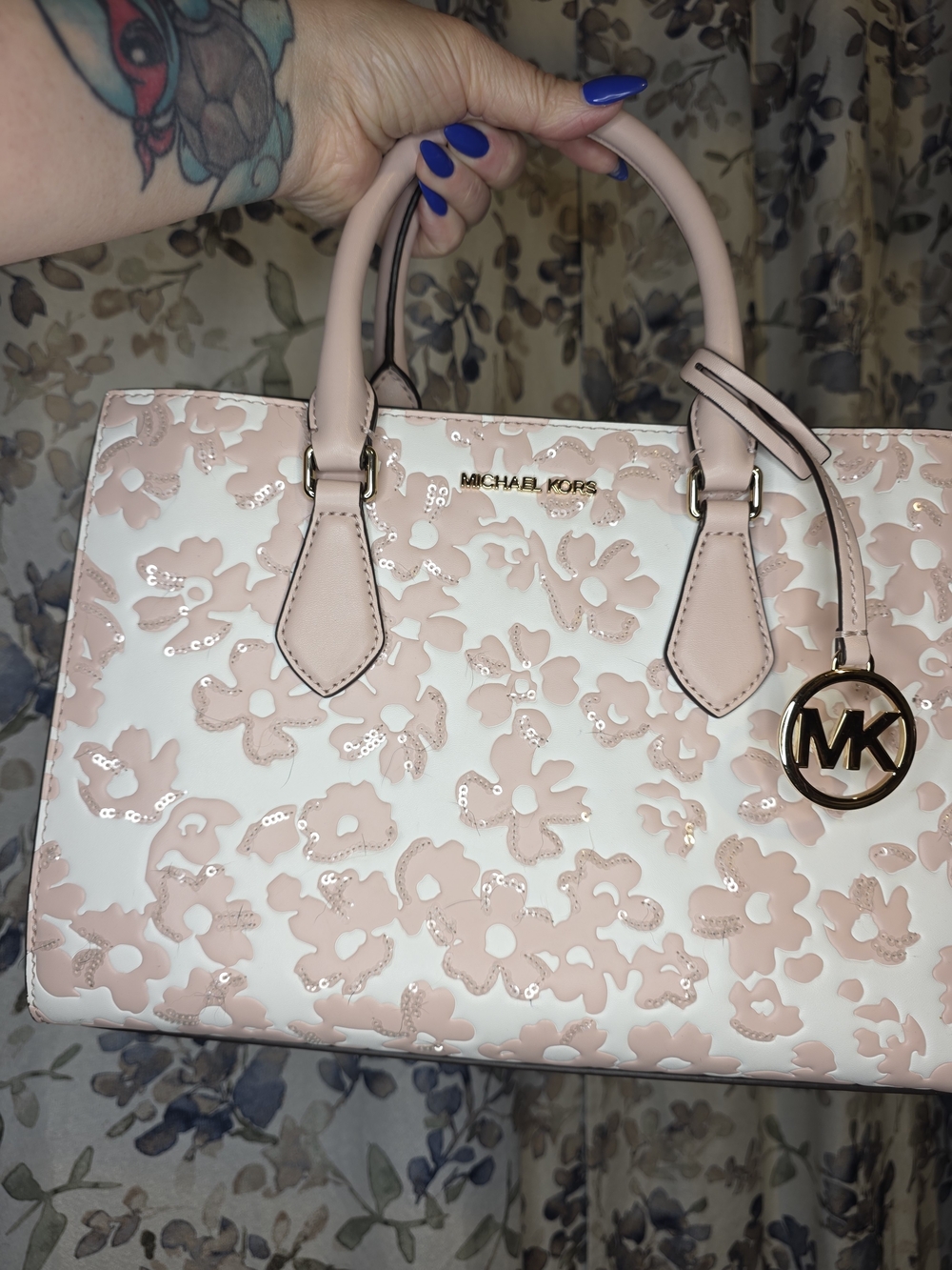 Michael Kors Pink Floral Patent Satchel